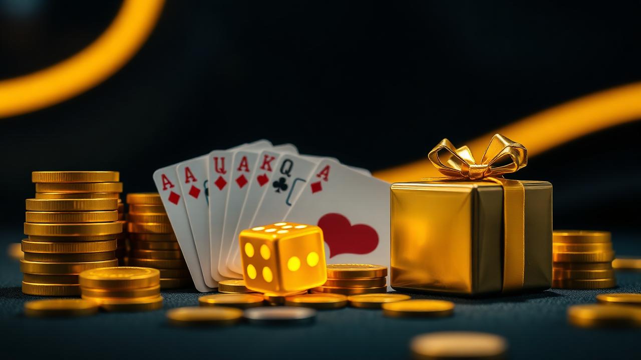 Cadeau met rood lint, symbool voor casinobonus